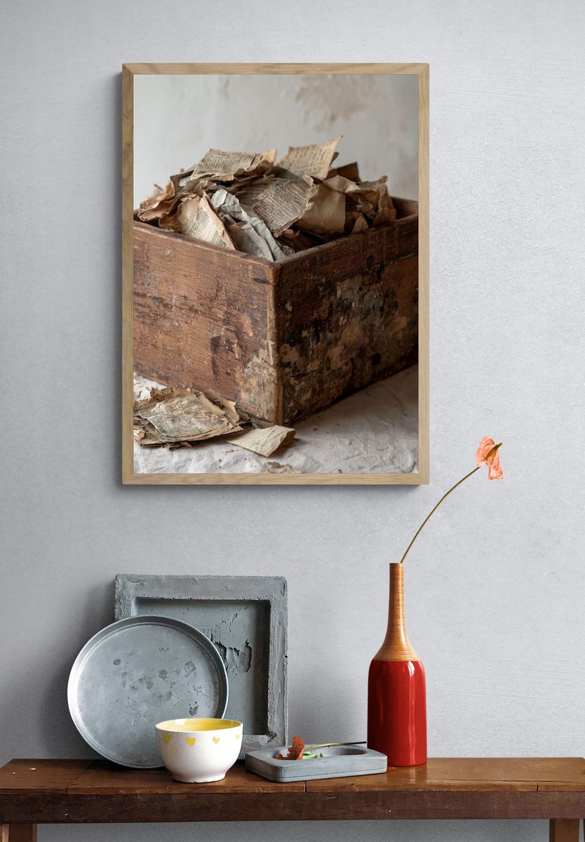 Rustic Paper Box Still Life Print. — room view 3
