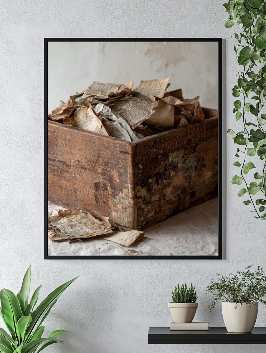 Rustic Paper Box Still Life Print. — room view 4