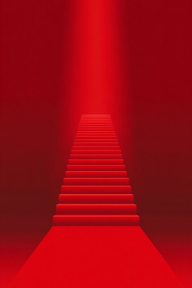 Red Staircase — Minimalist Print. poster — minimalist art