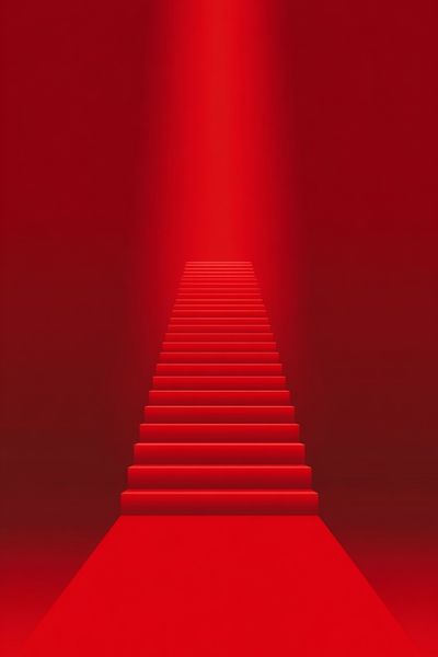 Red Staircase — Minimalist Print