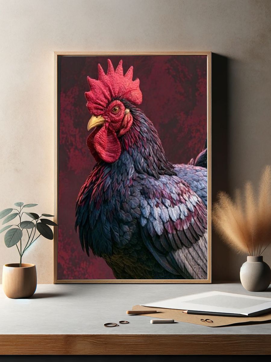 Rooster Portrait Photography Poster. — room view 2
