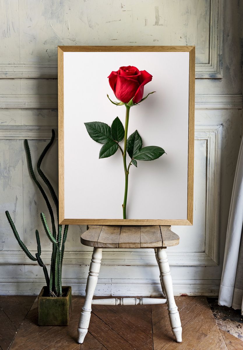 Red Rose Minimalist Photography Poster. room preview