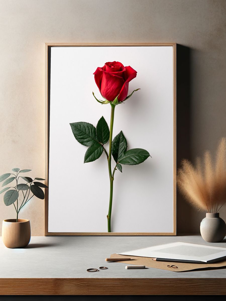 Red Rose Minimalist Photography Poster. — room view 2