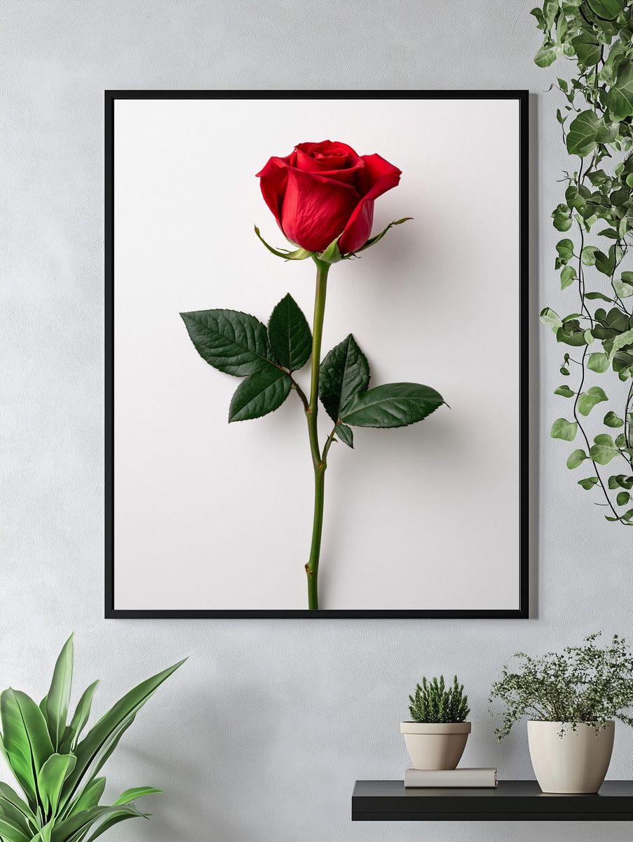 Red Rose Minimalist Photography Poster. — room view 4