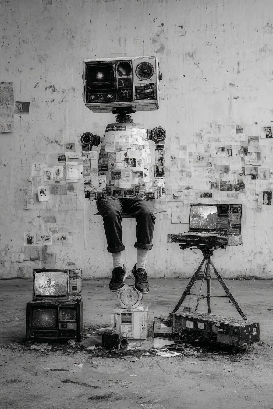 Robot Sitting — Surrealism Print. poster — fine-art art