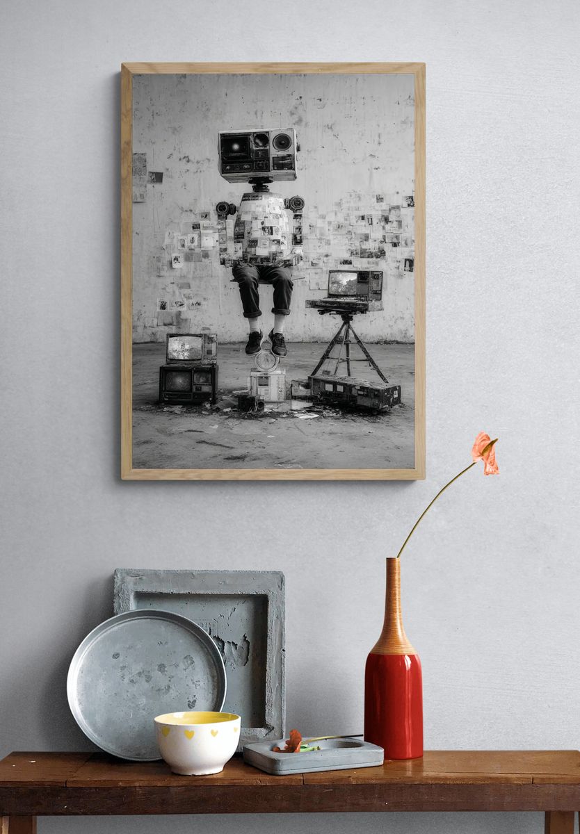 Robot Sitting — Surrealism Print. — room view 3