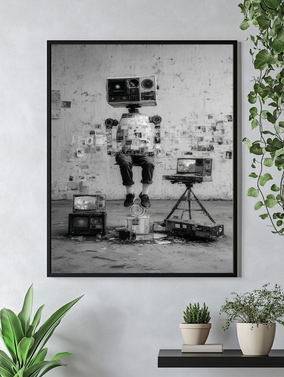 Robot Sitting — Surrealism Print. — room view 4