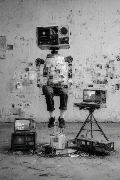 Robot Sitting — Surrealism Print. poster