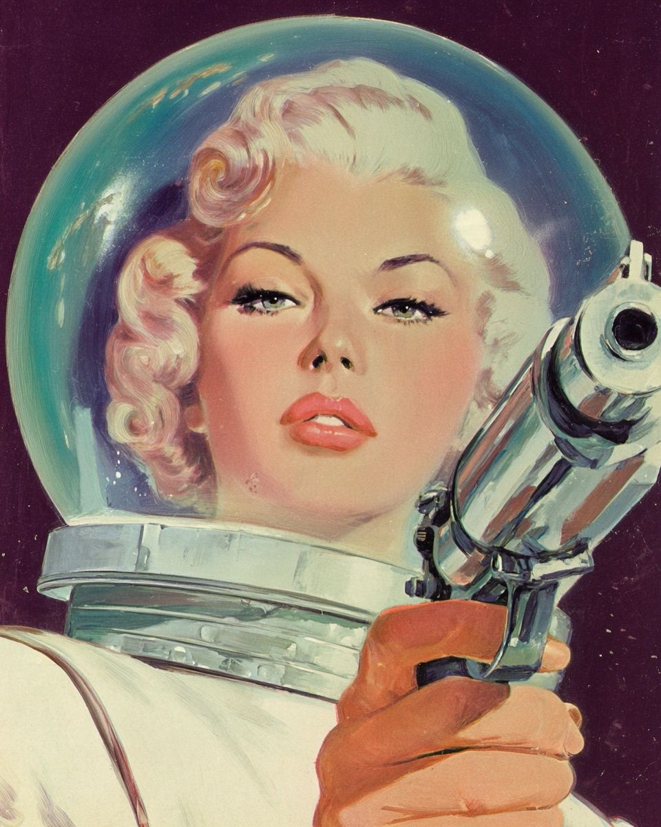 Retro Space Woman — Vintage Print. poster — vintage art