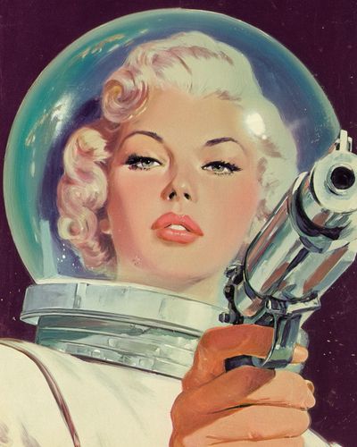 Retro Space Woman — Vintage Print