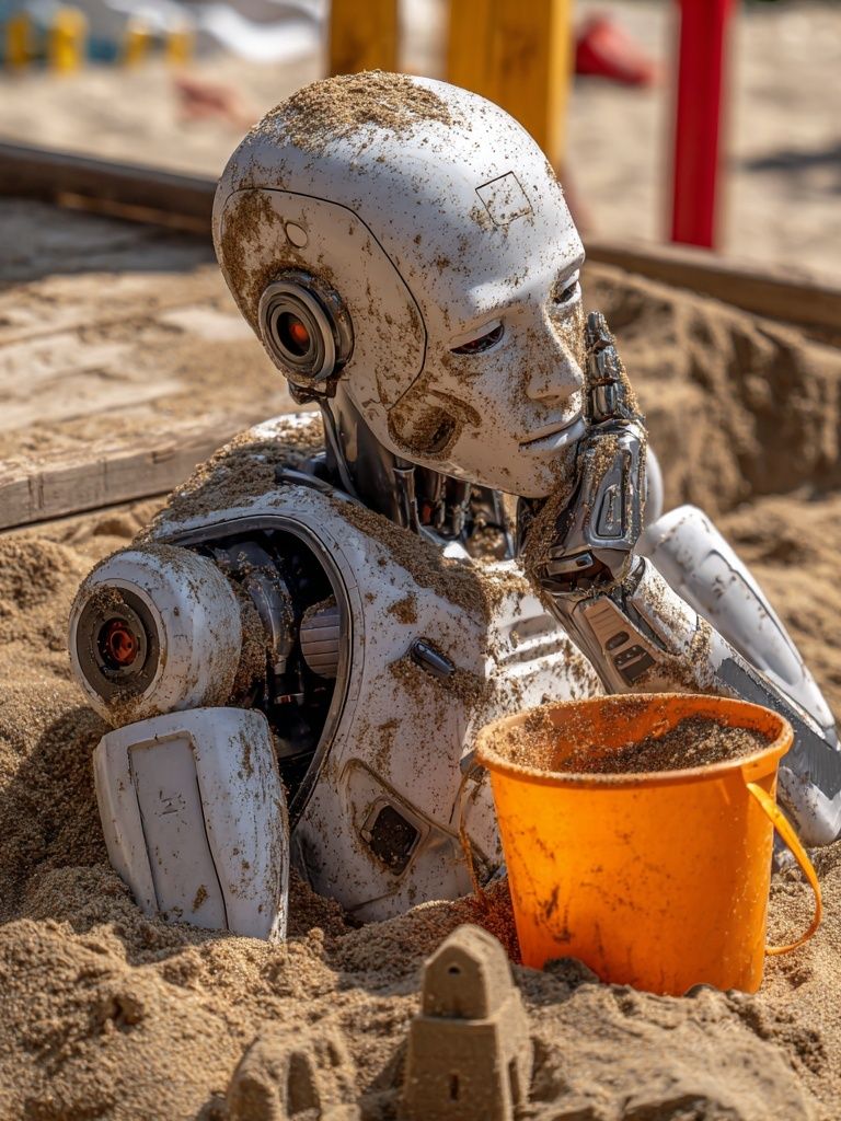 Robot in Sand — Contemporary Print. poster — fine-art art