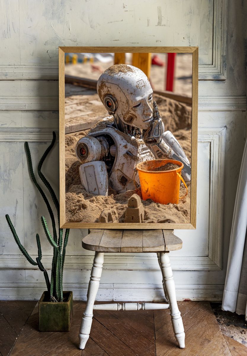 Robot in Sand — Contemporary Print. — room view 1