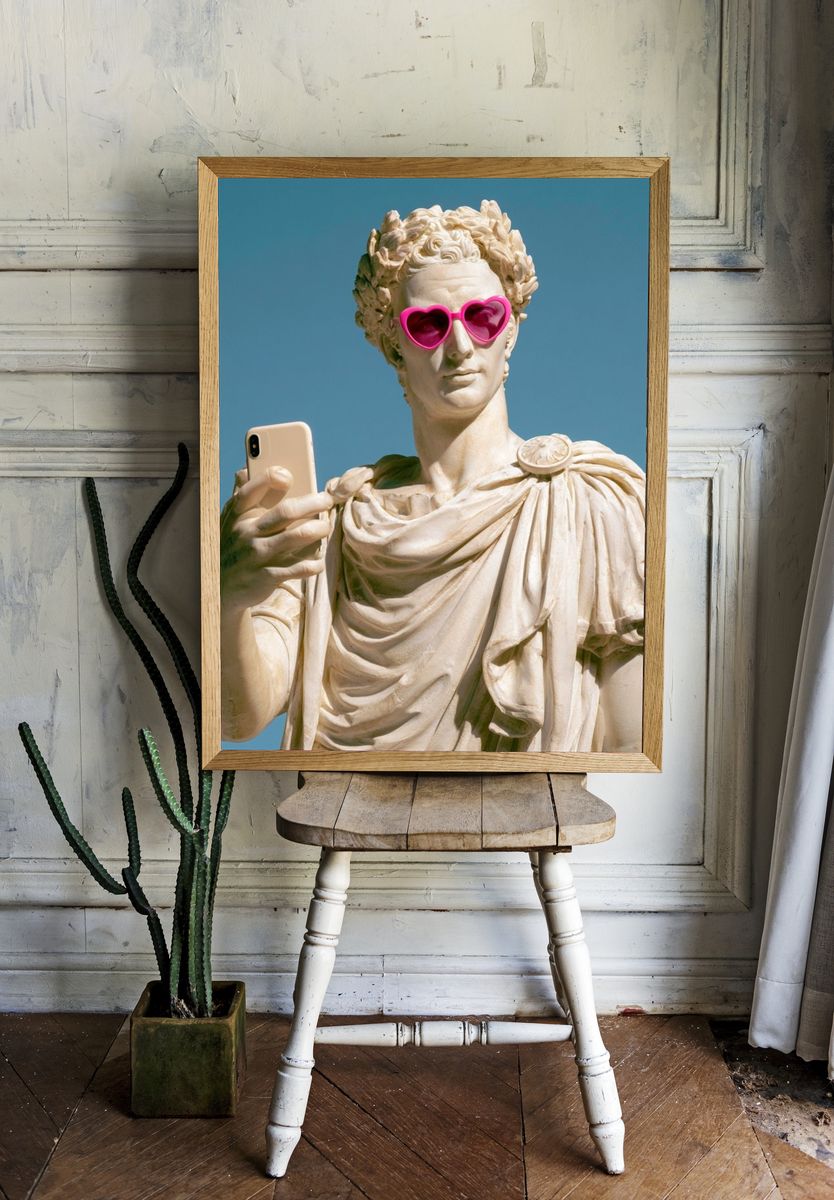 Roman Statue Selfie Photography Poster. — room view 1