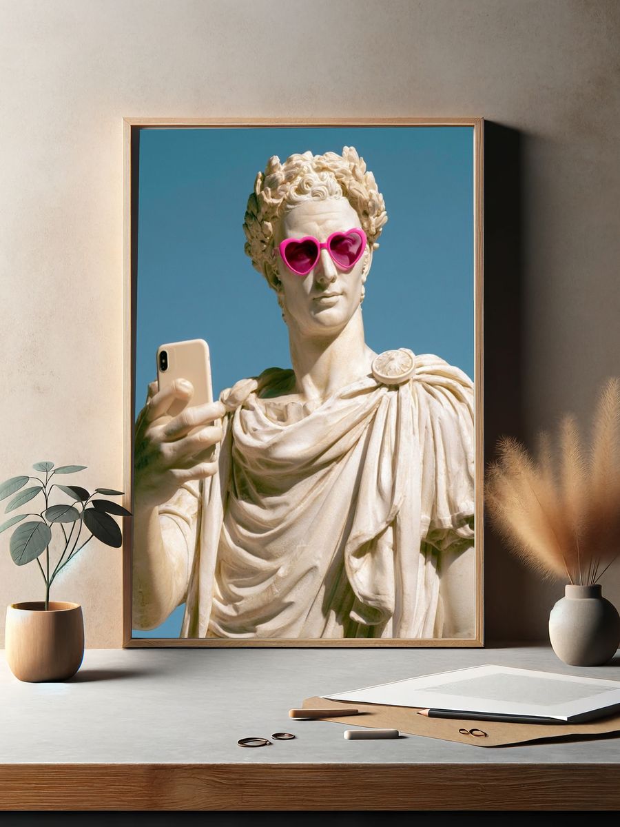 Roman Statue Selfie Photography Poster. — room view 2