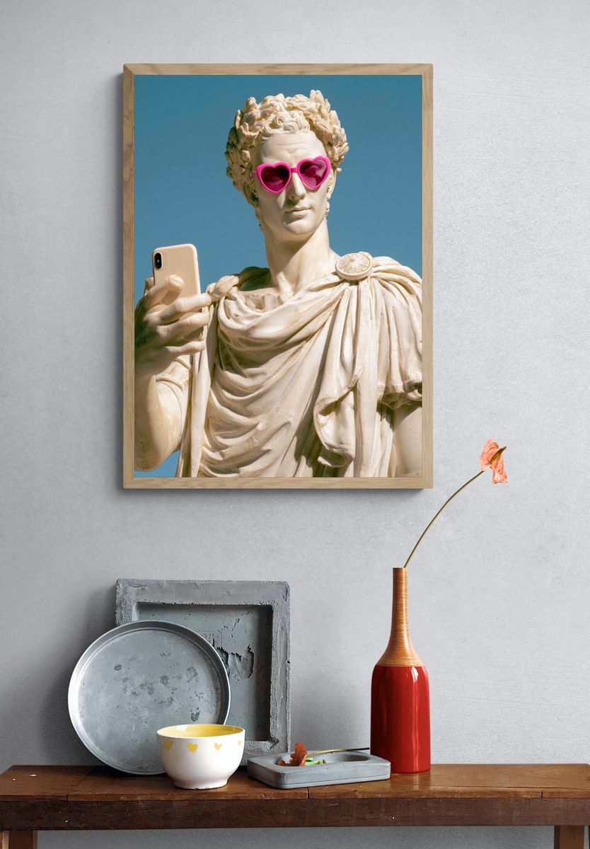 Roman Statue Selfie Photography Poster. — room view 3