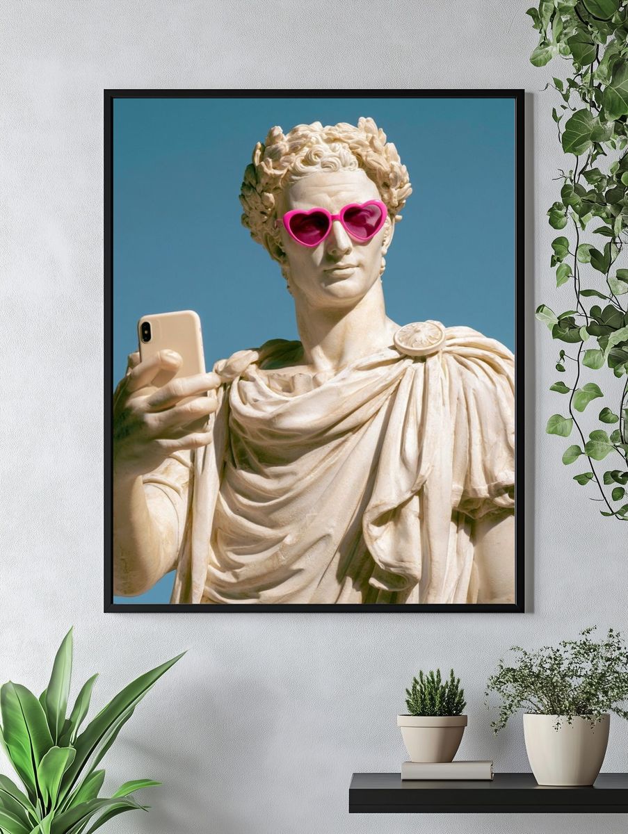 Roman Statue Selfie Photography Poster. — room view 4