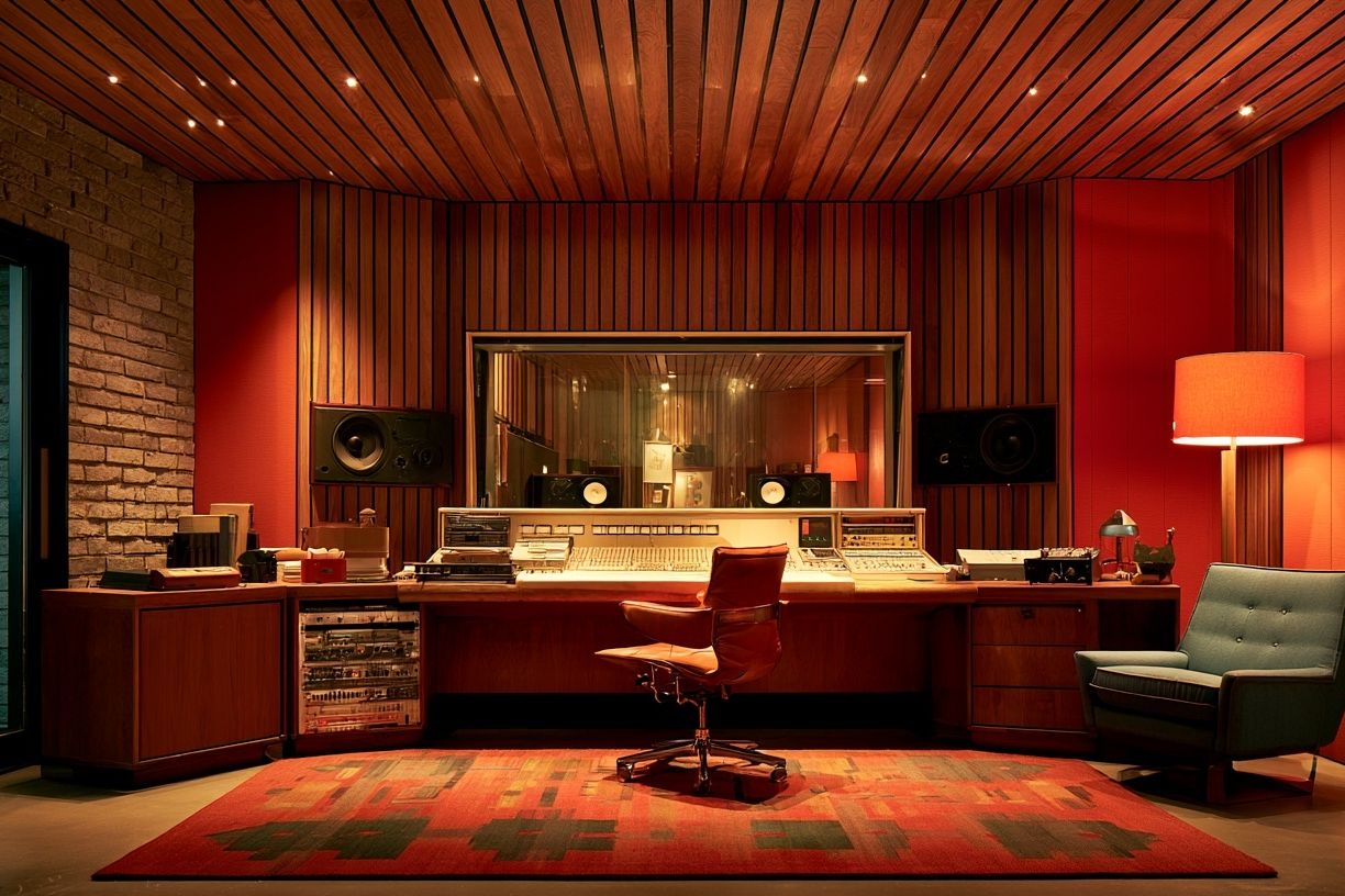 Vintage Recording Studio Interior Poster. poster detail
