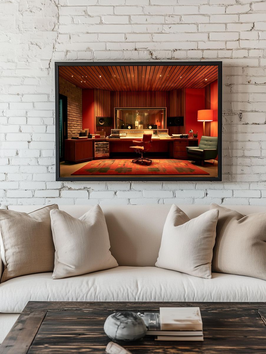 Vintage Recording Studio Interior Poster. — room view 1