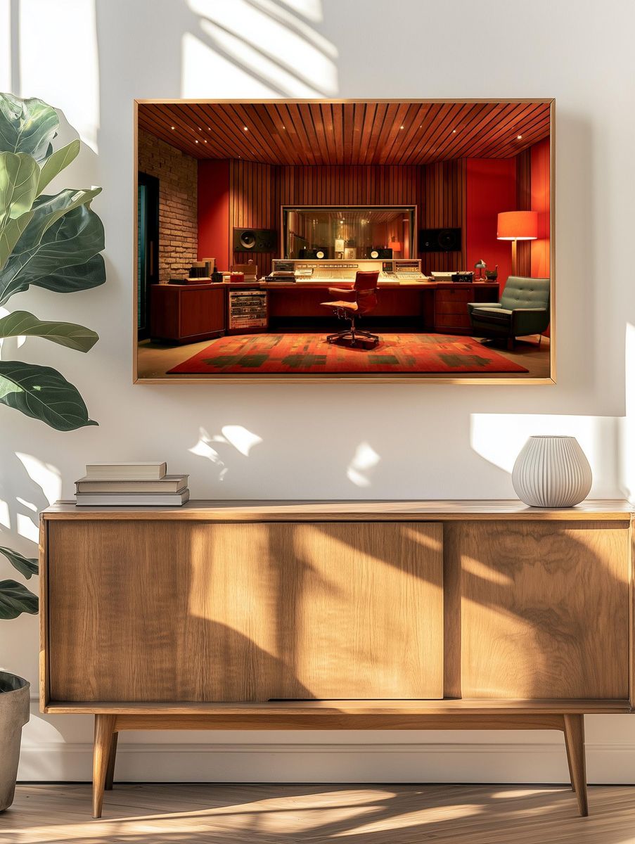 Vintage Recording Studio Interior Poster. — room view 3