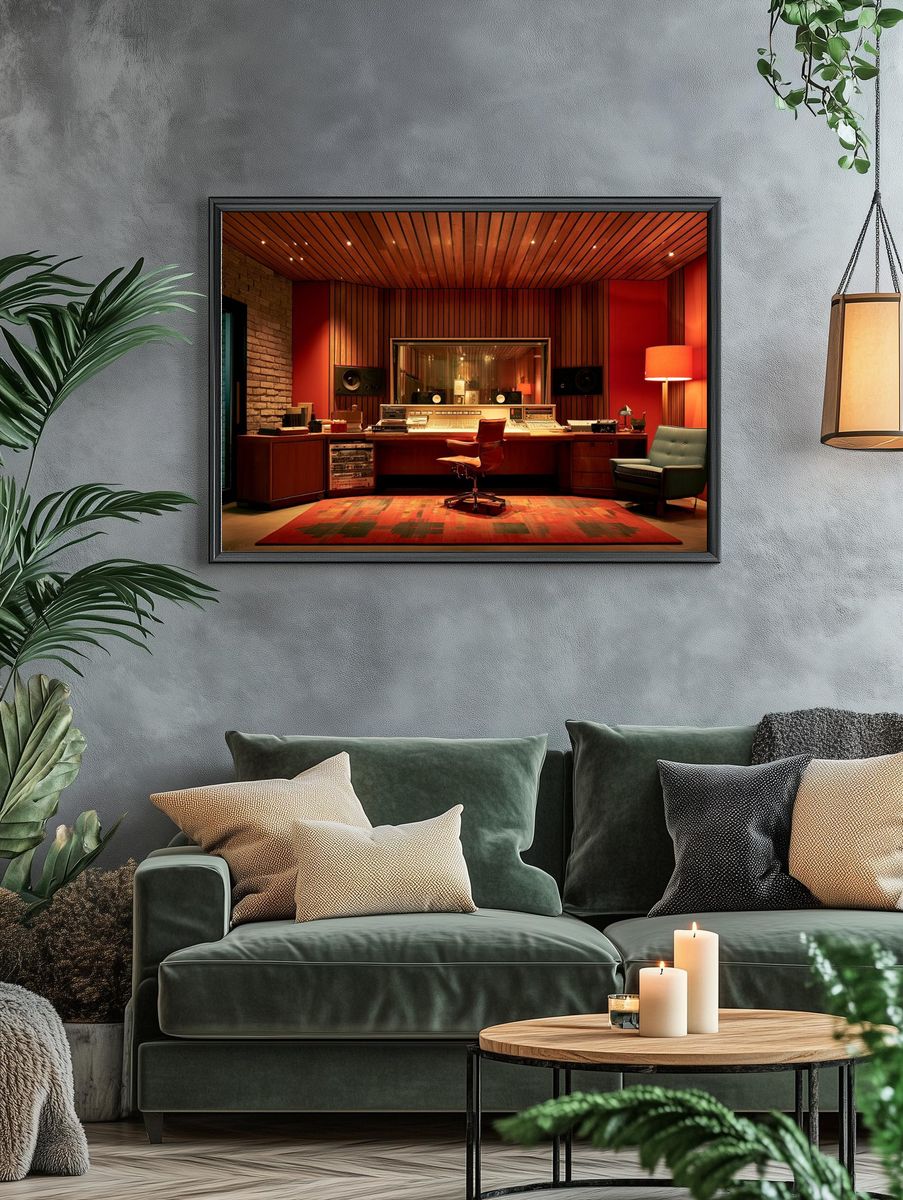 Vintage Recording Studio Interior Poster. — room view 4