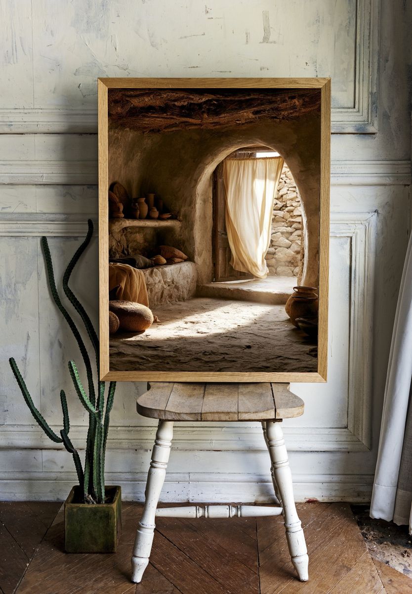 Rustic Stone Interior Photography Poster. — room view 1