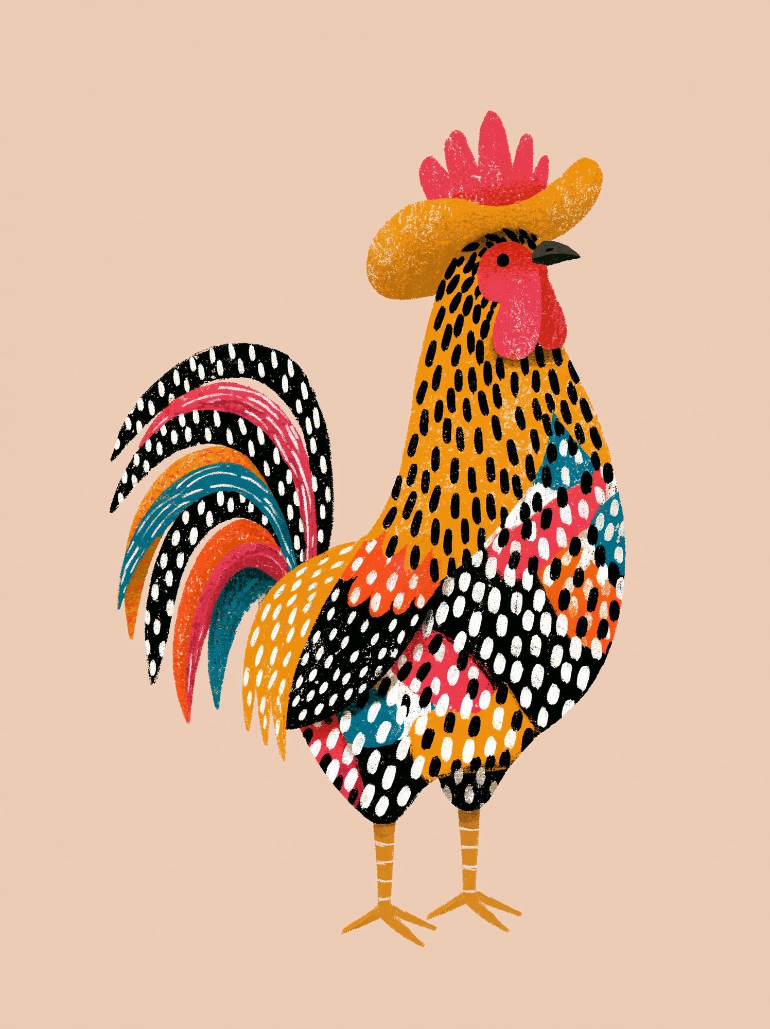 Colorful Rooster Illustration Poster. poster — illustration art