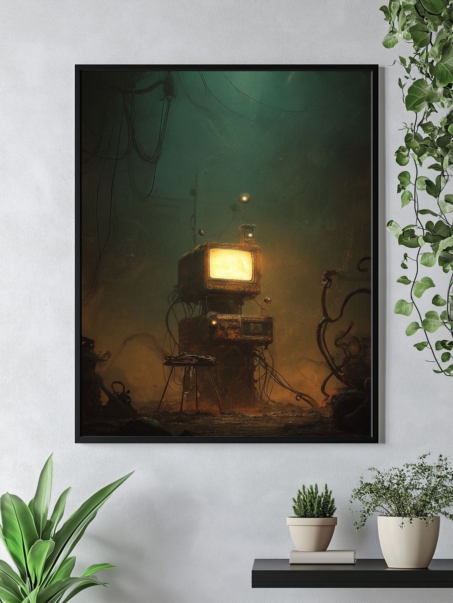 Retro Futuristic Computer — Digital Art Print. — room view 4