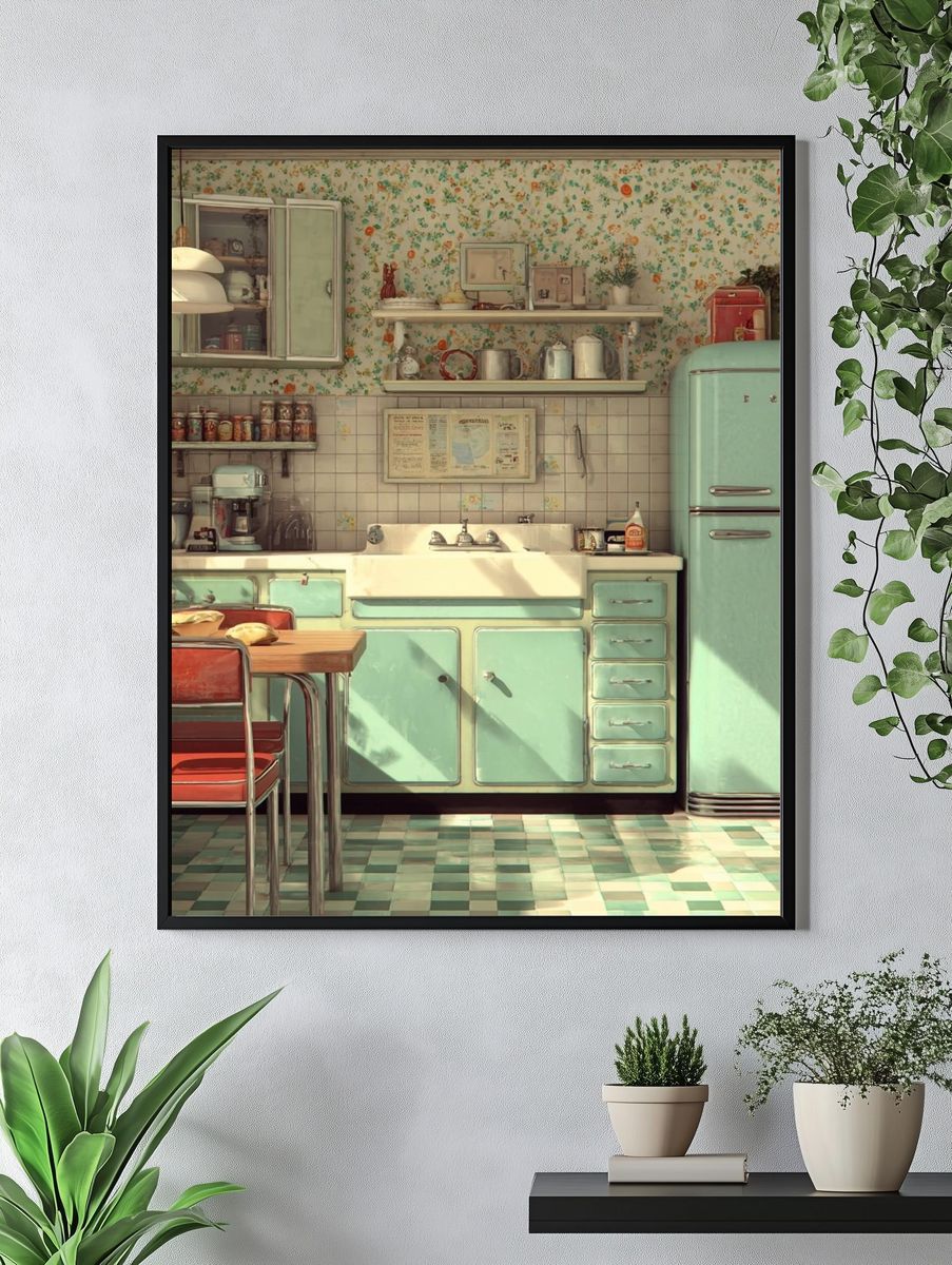 Retro Mint Kitchen Poster. — room view 4