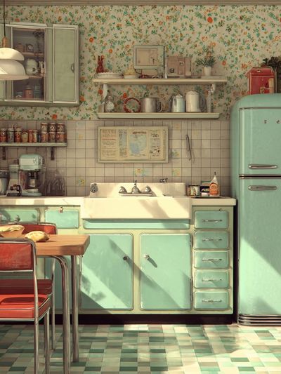 Retro Mint Kitchen Poster
