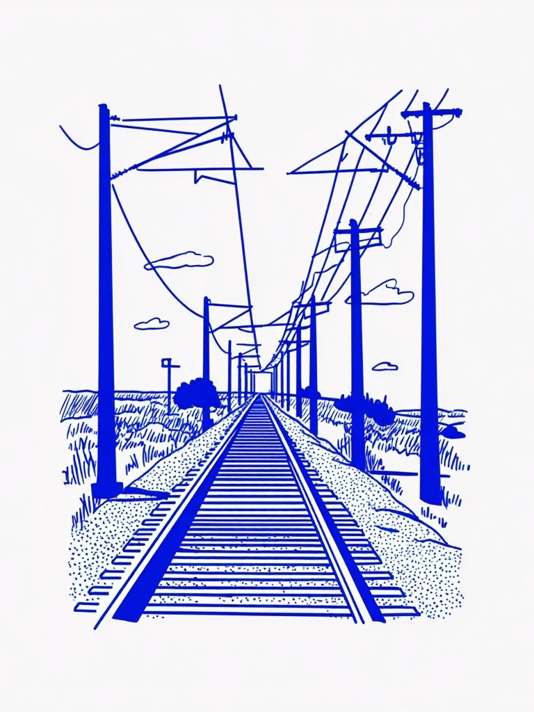 Railway Tracks — Illustration Print. poster — illustration art