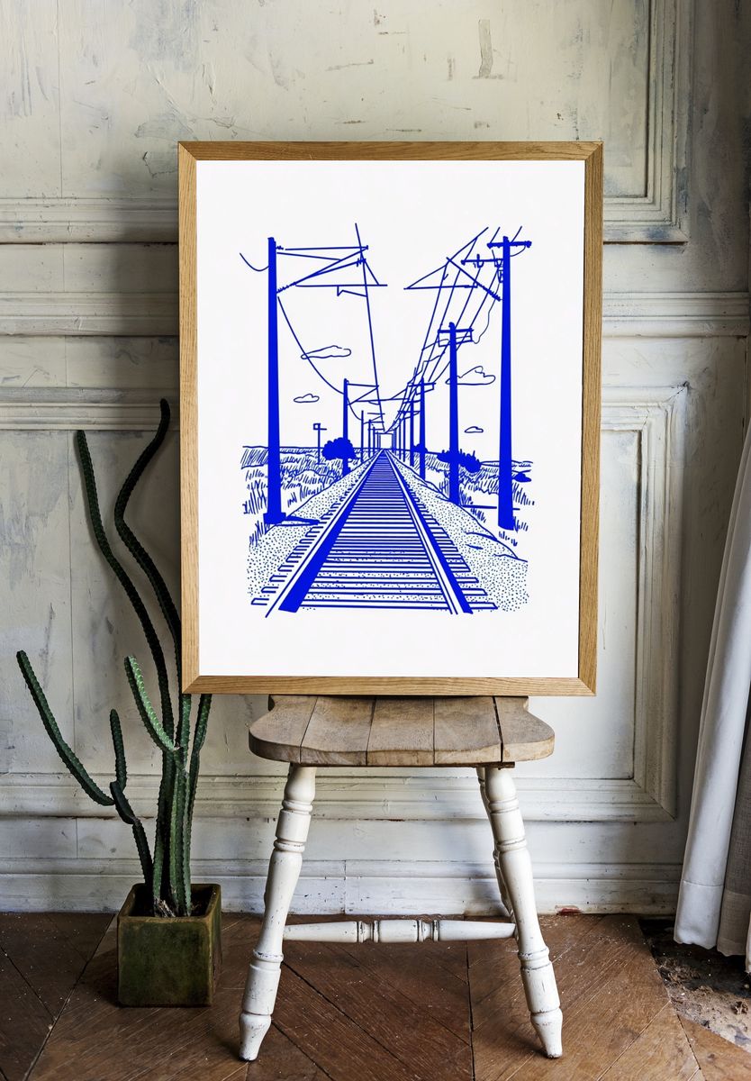 Railway Tracks — Illustration Print. — room view 1