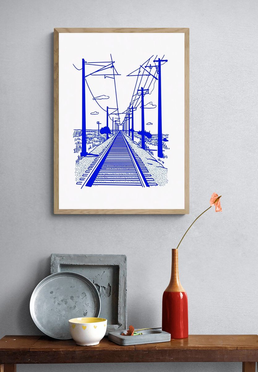 Railway Tracks — Illustration Print. — room view 3