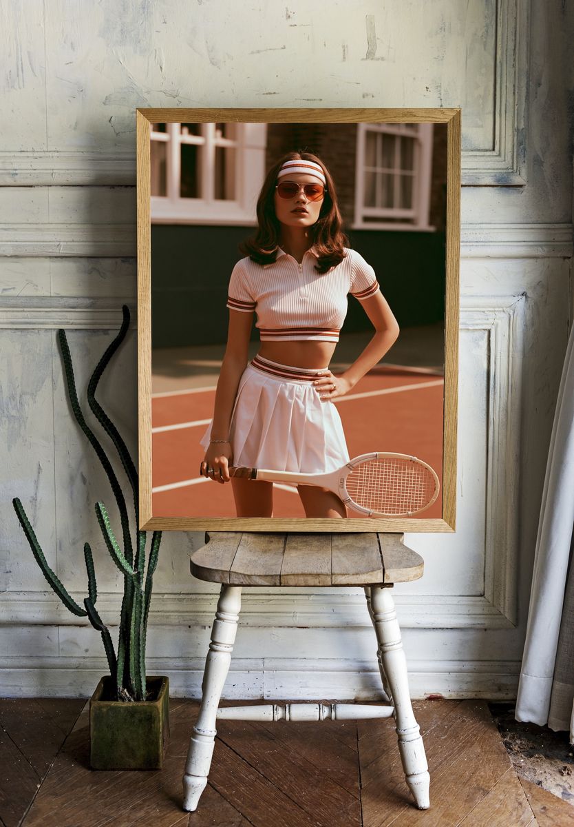 Retro Tennis Portrait Poster. — room view 1
