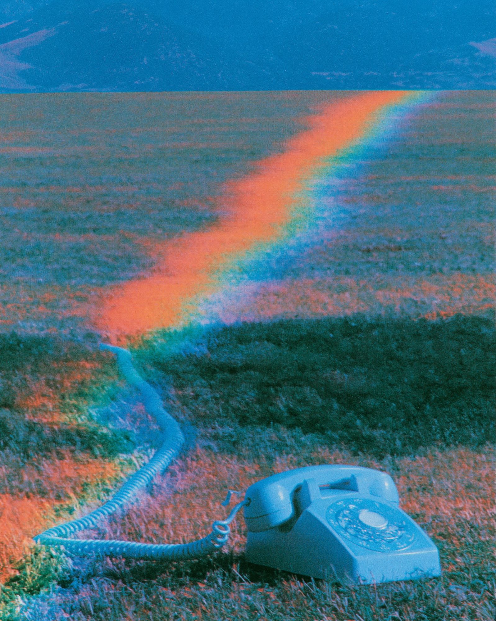 Rainbow Telephone Field Photography Poster. poster detail