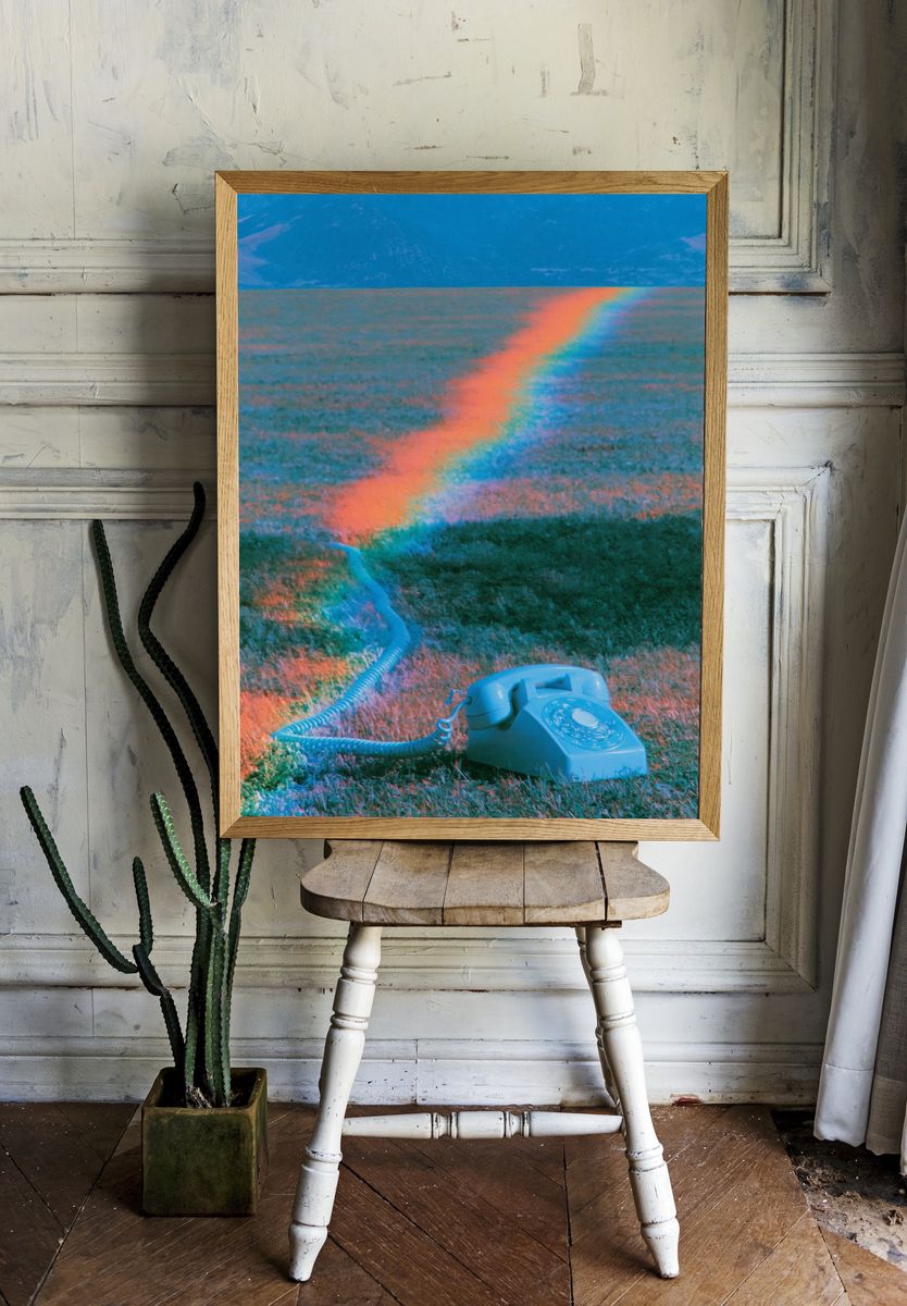 Rainbow Telephone Field Photography Poster. — room view 1