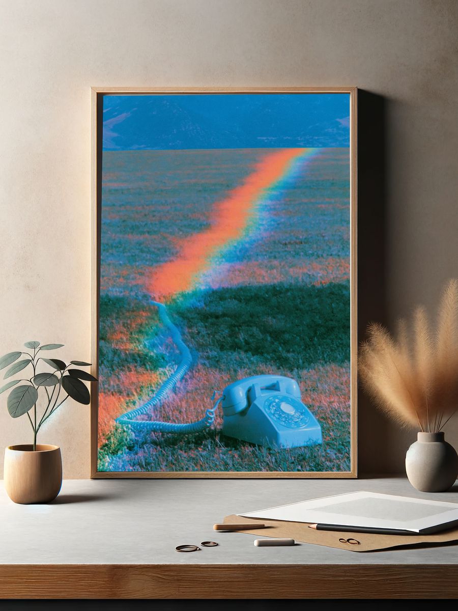 Rainbow Telephone Field Photography Poster. — room view 2