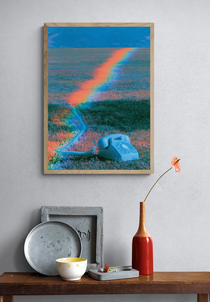Rainbow Telephone Field Photography Poster. — room view 3