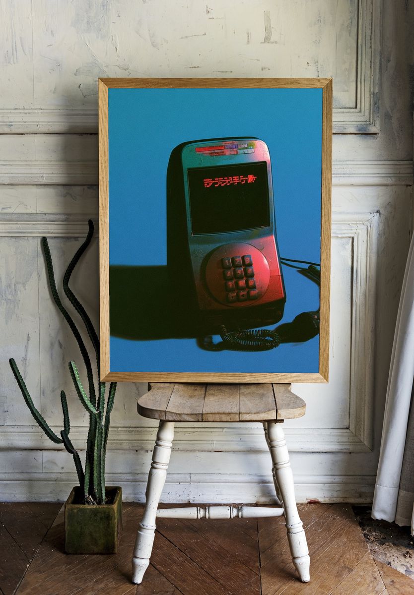 Retro Payphone Neon Poster. — room view 1