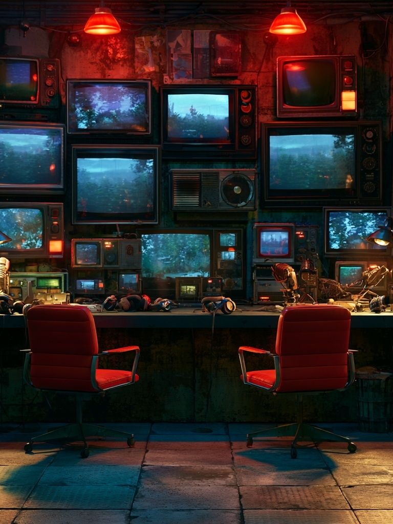 Retro TV Control Room Poster. poster detail