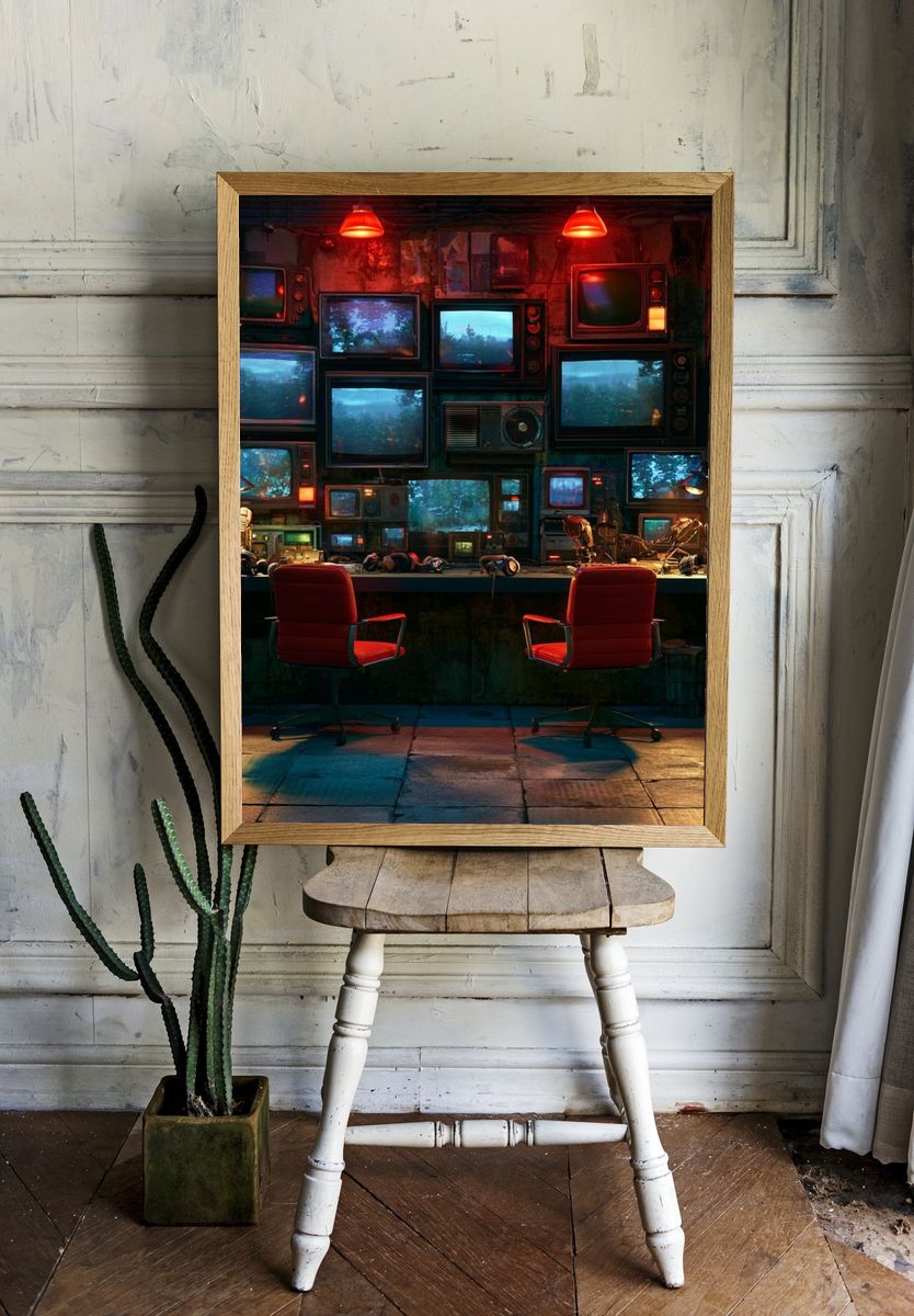 Retro TV Control Room Poster. room preview
