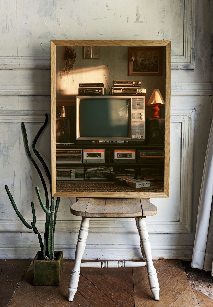 Retro Living Room TV Poster. room preview