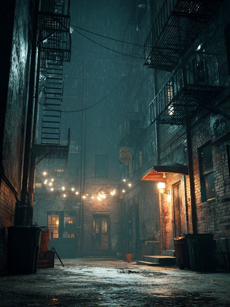 Rainy Urban Alley Photography Poster. poster — photography art