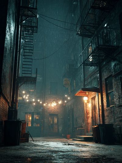 Rainy Urban Alley Photography Poster. poster