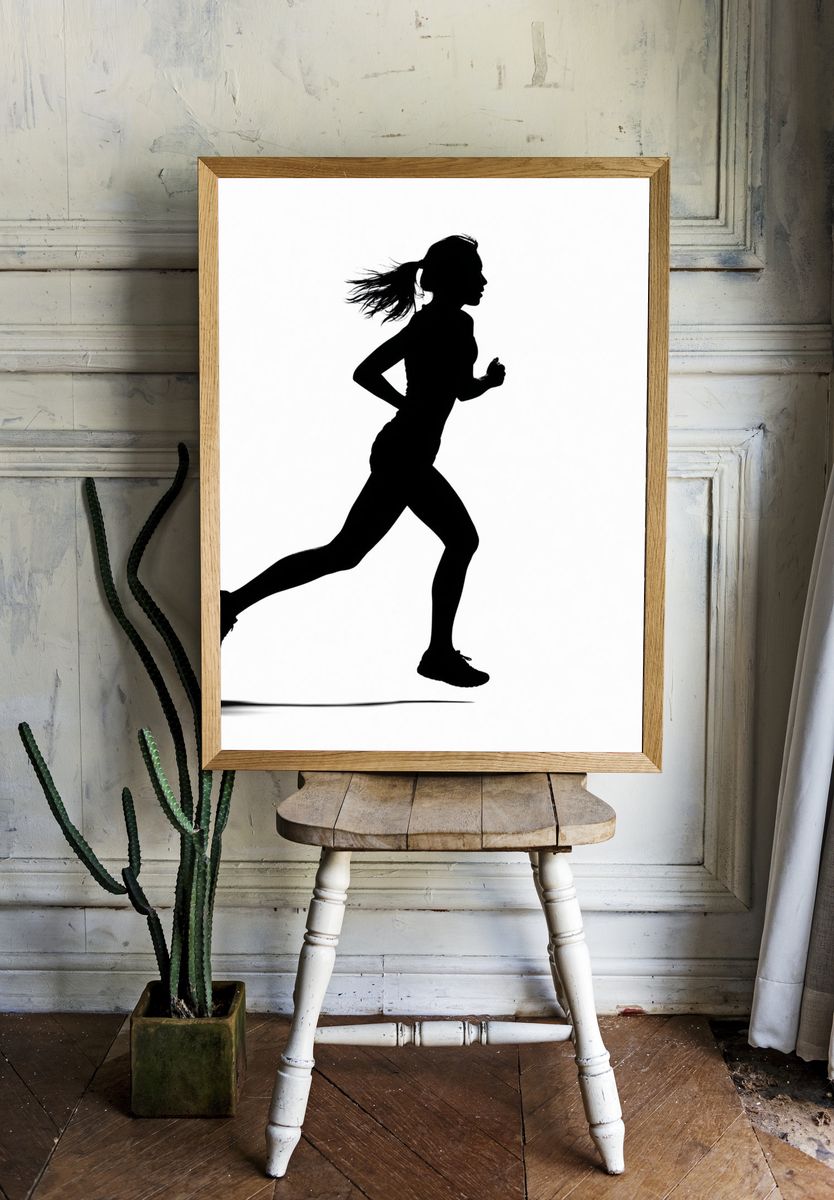 Running Woman Silhouette Poster. — room view 1