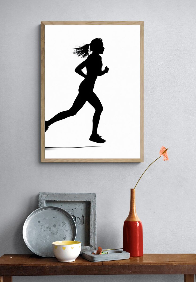 Running Woman Silhouette Poster. — room view 3