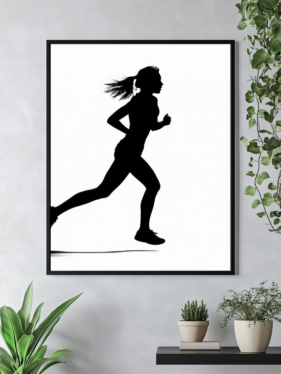 Running Woman Silhouette Poster. — room view 4