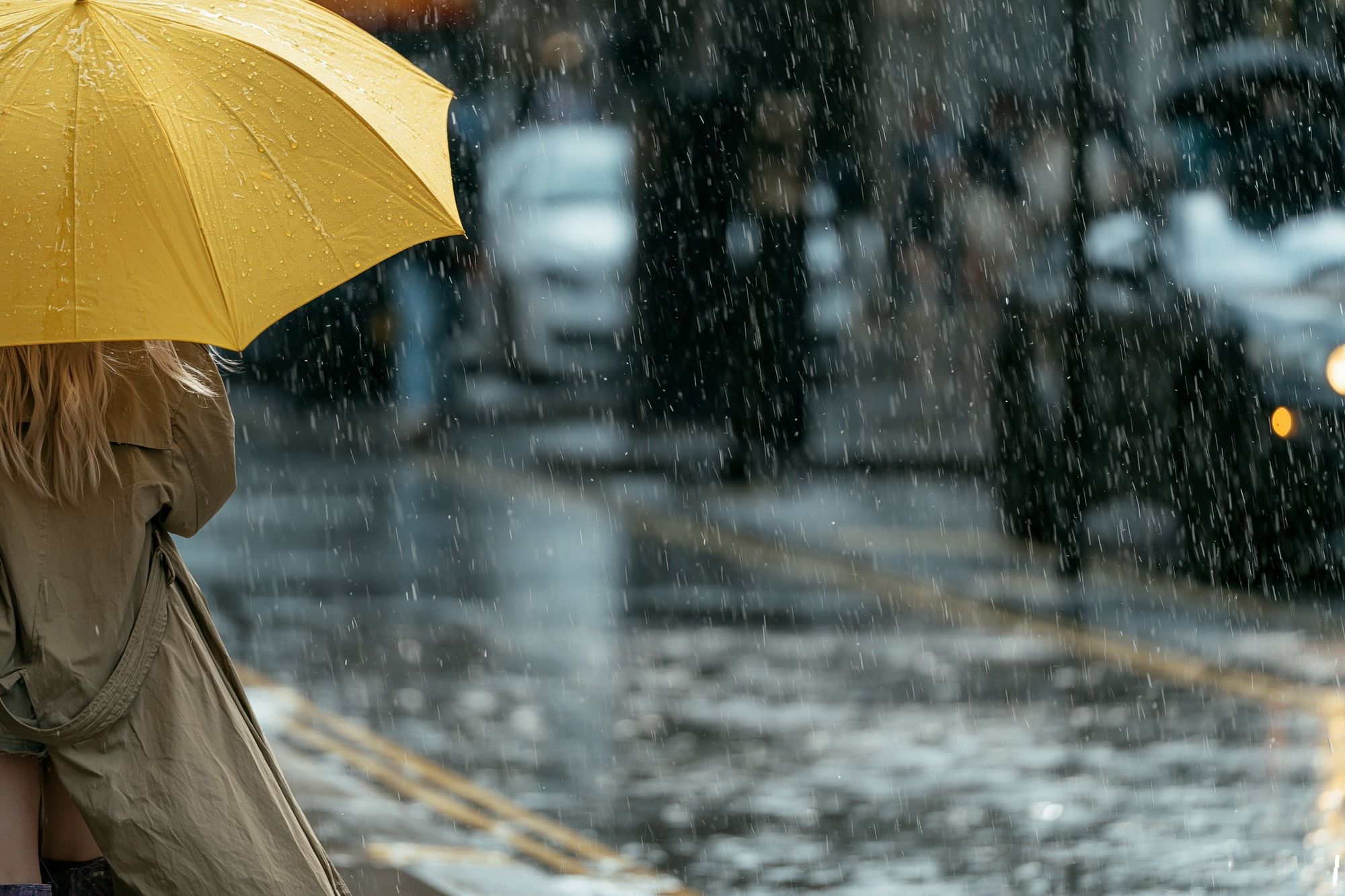 Rainy City Umbrella Photography Poster. poster detail