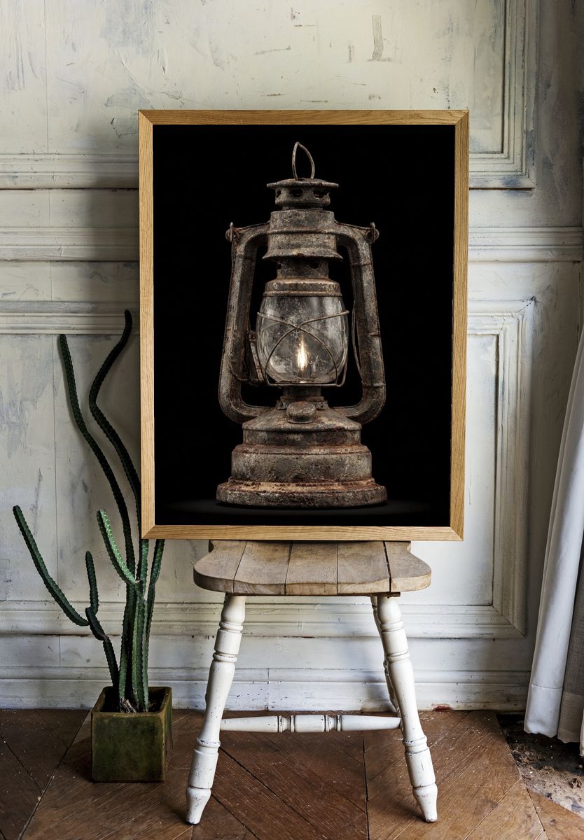 Rustic Lantern Still Life Poster. room preview