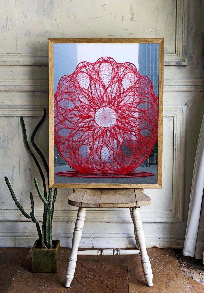 Red Urban Sculpture Photography Poster. — room view 1