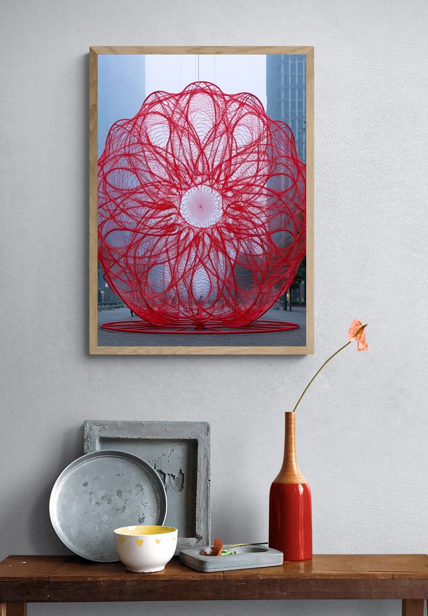 Red Urban Sculpture Photography Poster. — room view 3
